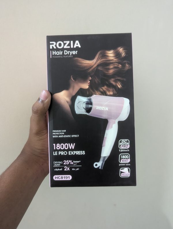 Rozia Hair Dryer with Folding Handle (HC8191)-1800W - Image 2