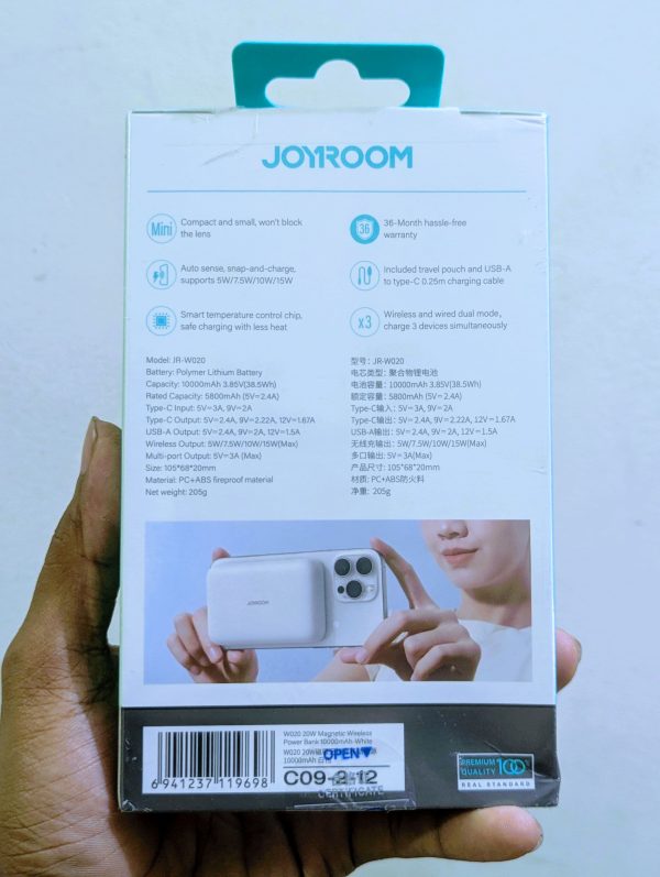 JOYROOM JR-W020 10000mah 20W Magnetic Wireless Mini Power Bank - Image 5
